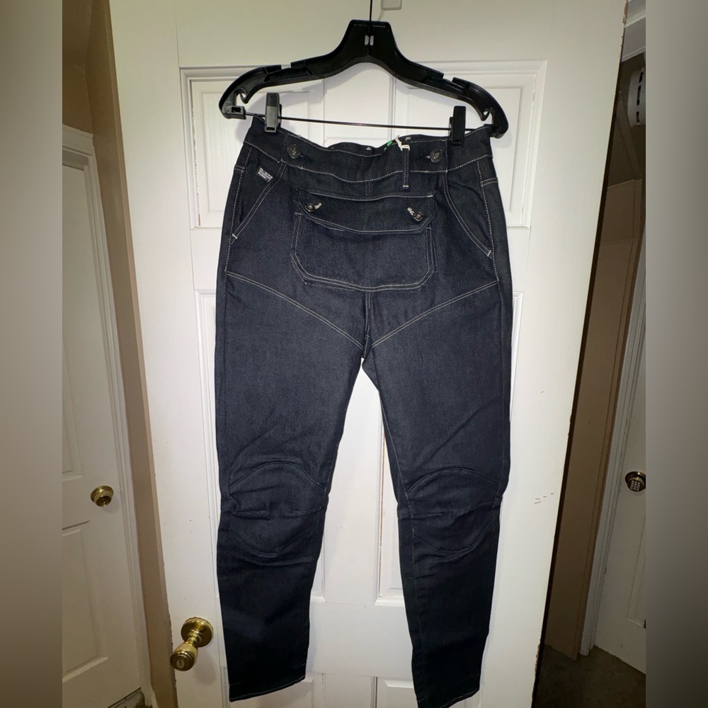 G-Star Dark Denim Straight Leg Jeans with Front Pocket Panel